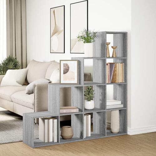 Bogreol/rumdeler 131,5x29x131,5 konstrueret træ grå sonoma-eg