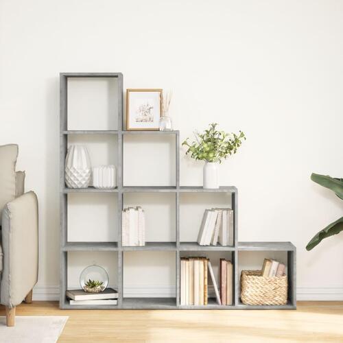 Bogreol/rumdeler 131,5x29x131,5 cm konstrueret træ betongrå