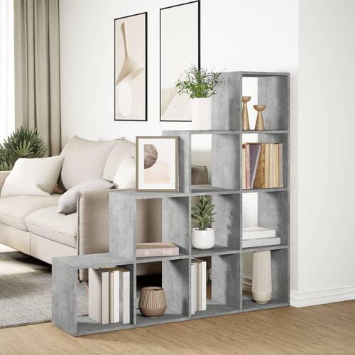 Bogreol/rumdeler 131,5x29x131,5 cm konstrueret træ betongrå