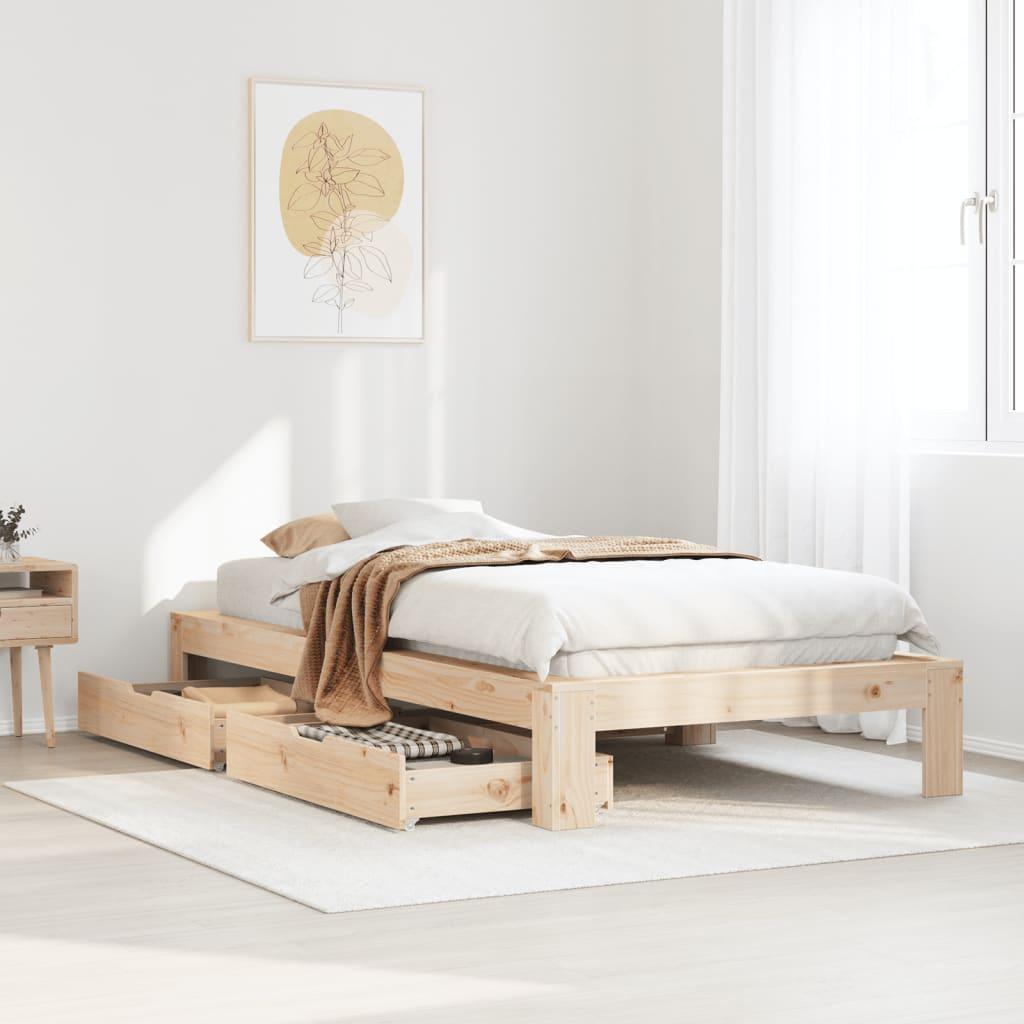Sengeramme uden madras 90x190 cm massivt fyrretræ billede