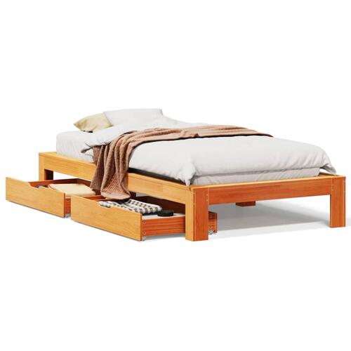 Sengeramme uden madras 90x190 cm massivt fyrretræ gyldenbrun
