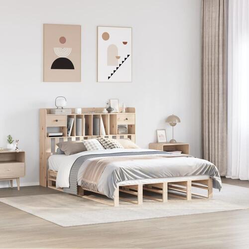 Seng med reol uden madras 140x200 cm massivt fyrretræ