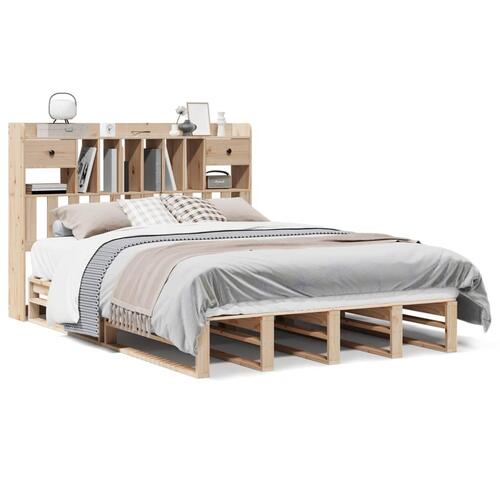 Seng med reol uden madras 140x200 cm massivt fyrretræ