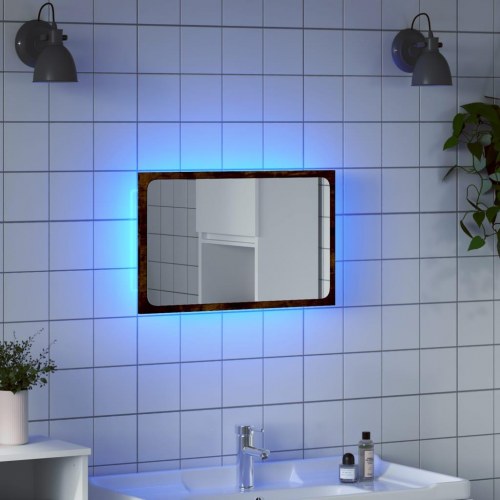 Badeværelsesspejl med LED 60 x 8,5 x 38 cm - sonoma-eg
