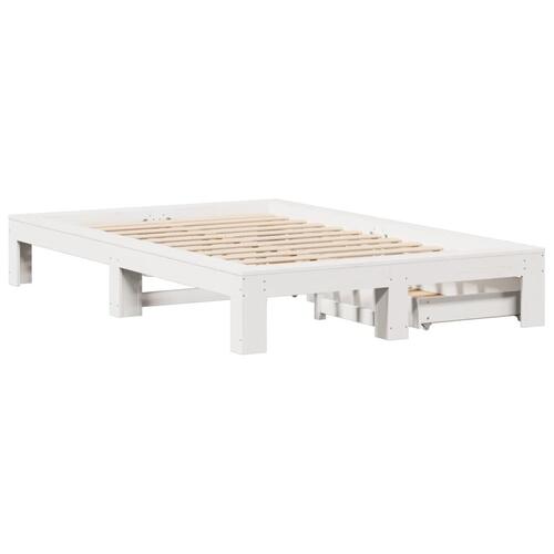 Sengeramme uden madras 135x190 cm massivt fyrretræ hvid