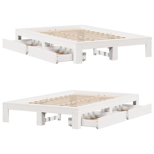 Sengeramme uden madras 135x190 cm massivt fyrretræ hvid