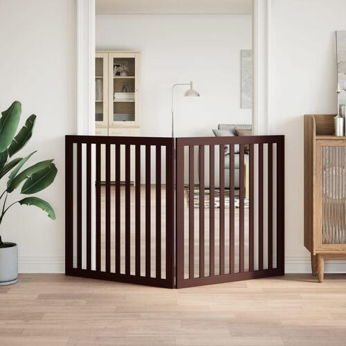 Hundelåge 2 paneler 160 cm foldbar poppeltræ brun