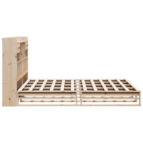 Seng med reol uden madras 200x200 cm massivt fyrretræ