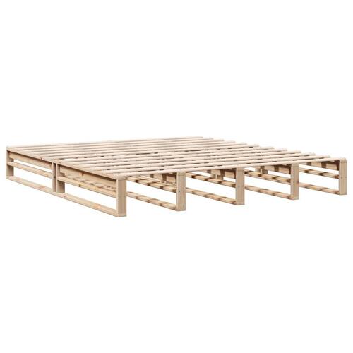 Seng med reol uden madras 200x200 cm massivt fyrretræ