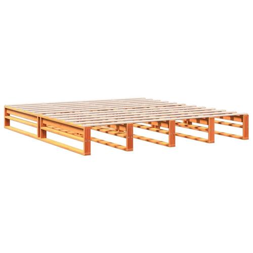 Seng med reol uden madras 200x200cm massivt fyrretræ gyldenbrun