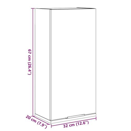 Væghængt badeværelsesskab 32x20x67 cm betongrå
