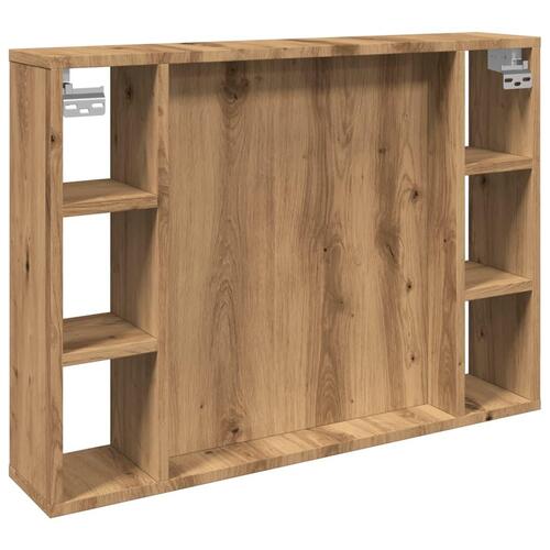 Spejlskab med LED-lys 76x15x55 cm konstrueret træ kunsteg