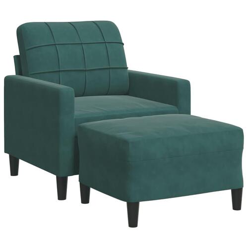 Sofastol med fodskammel 60 cm velour mørkegrøn