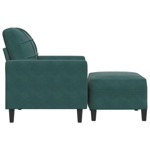 Sofastol med fodskammel 60 cm velour mørkegrøn