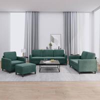 Sofasæt 4 dele velour mørkegrøn