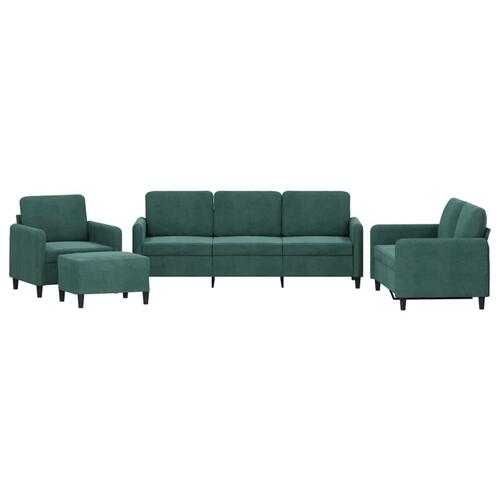 Sofasæt 4 dele velour mørkegrøn