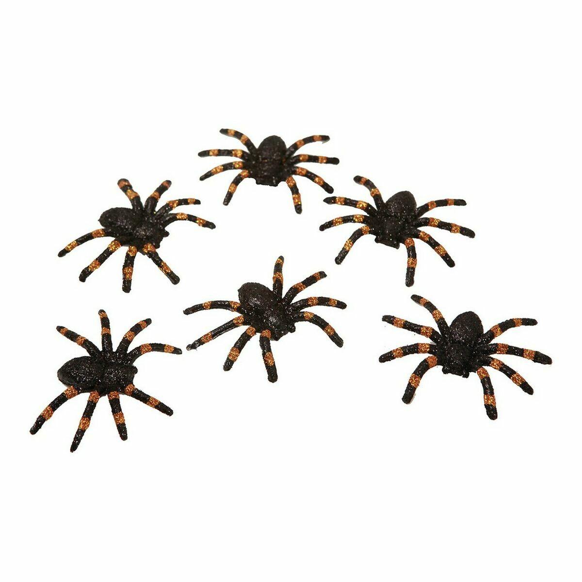 Halloween dekorationer edderkopper skinnende - 6 stk. (6 × 7 cm)