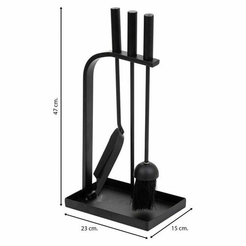 Pejseredskaber Alexandra House Living Sort Jern 15 x 47 x 23 cm