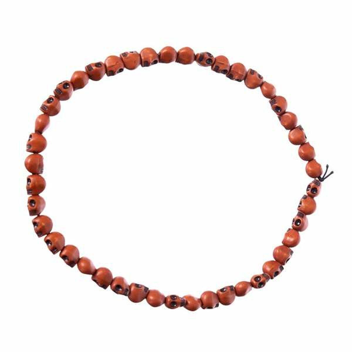 Kostume smykke halskæde - brun/multifarvet kranier 54 cm