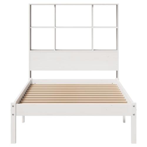 Seng med reol uden madras 90x190 cm massivt fyrretræ hvid