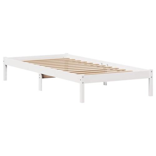 Seng med reol uden madras 90x190 cm massivt fyrretræ hvid