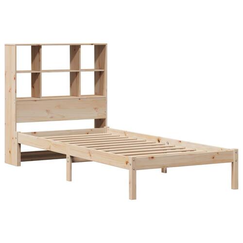 Seng med reol uden madras 90x200 cm massivt fyrretræ