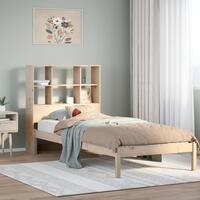 Seng med reol uden madras 100x200 cm massivt fyrretræ
