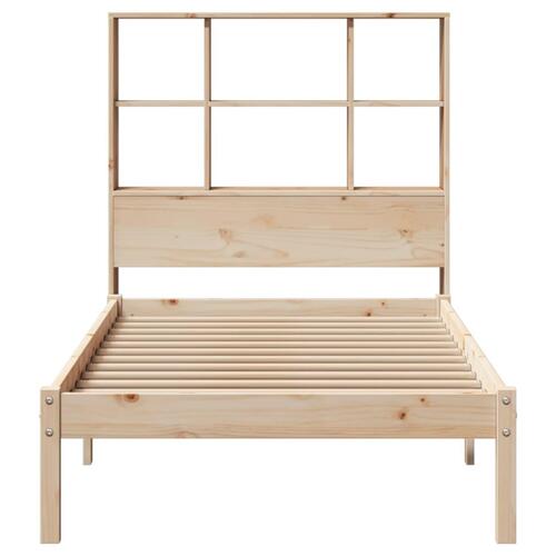 Seng med reol uden madras 100x200 cm massivt fyrretræ