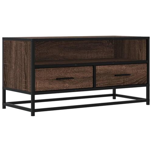 Tv-bord 80x34,5x40cm konstrueret træ og metal brun egetræsfarve