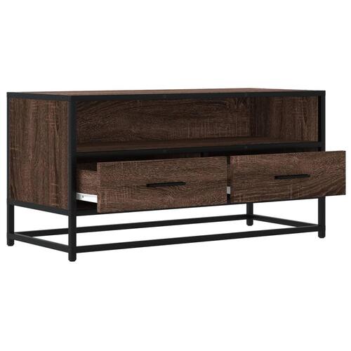 Tv-bord 80x34,5x40cm konstrueret træ og metal brun egetræsfarve