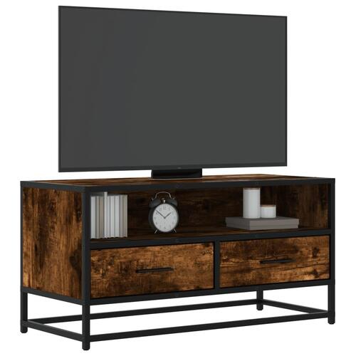 Tv-bord 80x34,5x40 cm konstrueret træ metal røget egetræsfarve