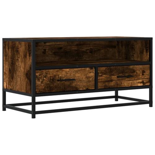 Tv-bord 80x34,5x40 cm konstrueret træ metal røget egetræsfarve