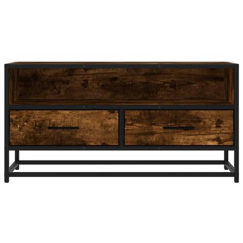 Tv-bord 80x34,5x40 cm konstrueret træ metal røget egetræsfarve