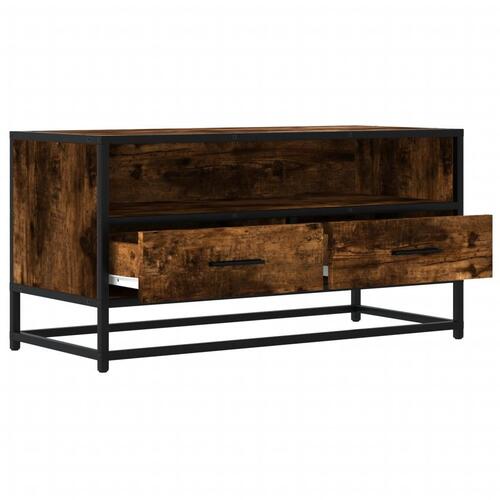 Tv-bord 80x34,5x40 cm konstrueret træ metal røget egetræsfarve