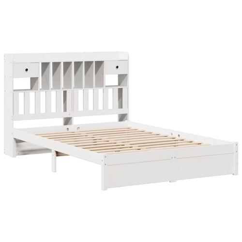 Seng med reol uden madras 160x200 cm massivt fyrretræ hvid