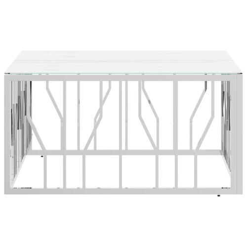 Sofabord 80x80x40 cm rustfrit stål og glas sølvfarvet