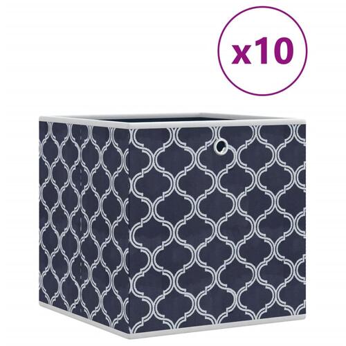 Opbevaringskasser 10 stk. 32x32x32 cm foldbare stof blå