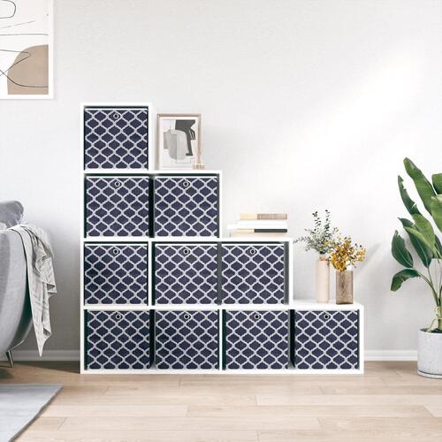 Opbevaringskasser 10 stk. 32x32x32 cm foldbare stof blå