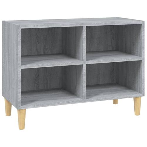 Tv-bord med massive træben 69,5x30x50 cm grå sonoma-eg