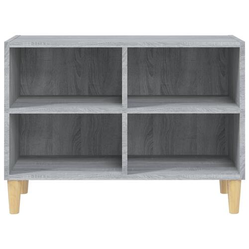 Tv-bord med massive træben 69,5x30x50 cm grå sonoma-eg