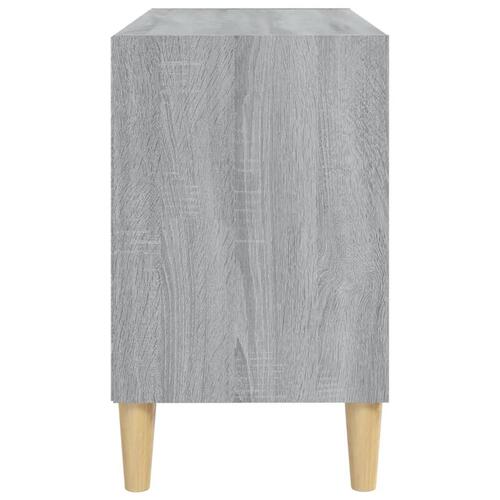 Tv-bord med massive træben 69,5x30x50 cm grå sonoma-eg