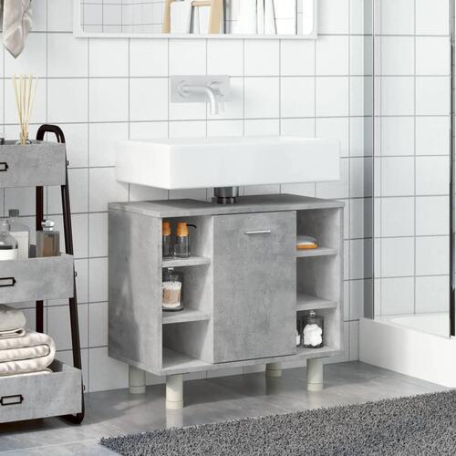 Badeværelsesskab 60x32x53,5 cm konstrueret træ betongrå