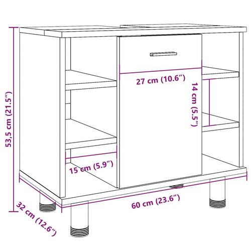 Badeværelsesskab 60x32x53,5 cm konstrueret træ betongrå
