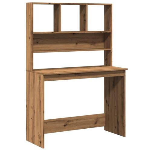 Skrivebord m. hylder 102x45x148 cm konstrueret træ kunsteg