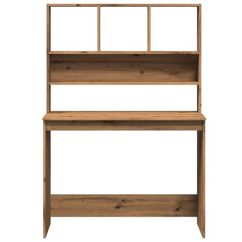 Skrivebord m. hylder 102x45x148 cm konstrueret træ kunsteg