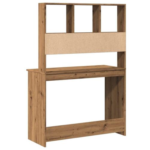 Skrivebord m. hylder 102x45x148 cm konstrueret træ kunsteg