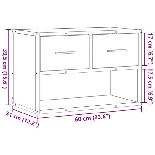 Tv-bord 60x31x39,5 cm konstrueret træ og metal sort