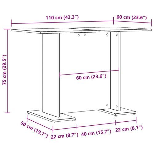 Spisebord 110x60x75 cm konstrueret træ kunsteg