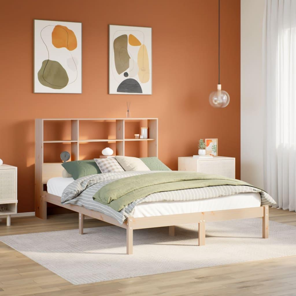 Seng med reol uden madras 140x190 cm massivt fyrretræ