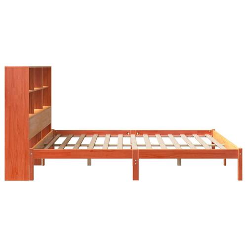 Seng med reol uden madras 180x200cm massivt fyrretræ gyldenbrun